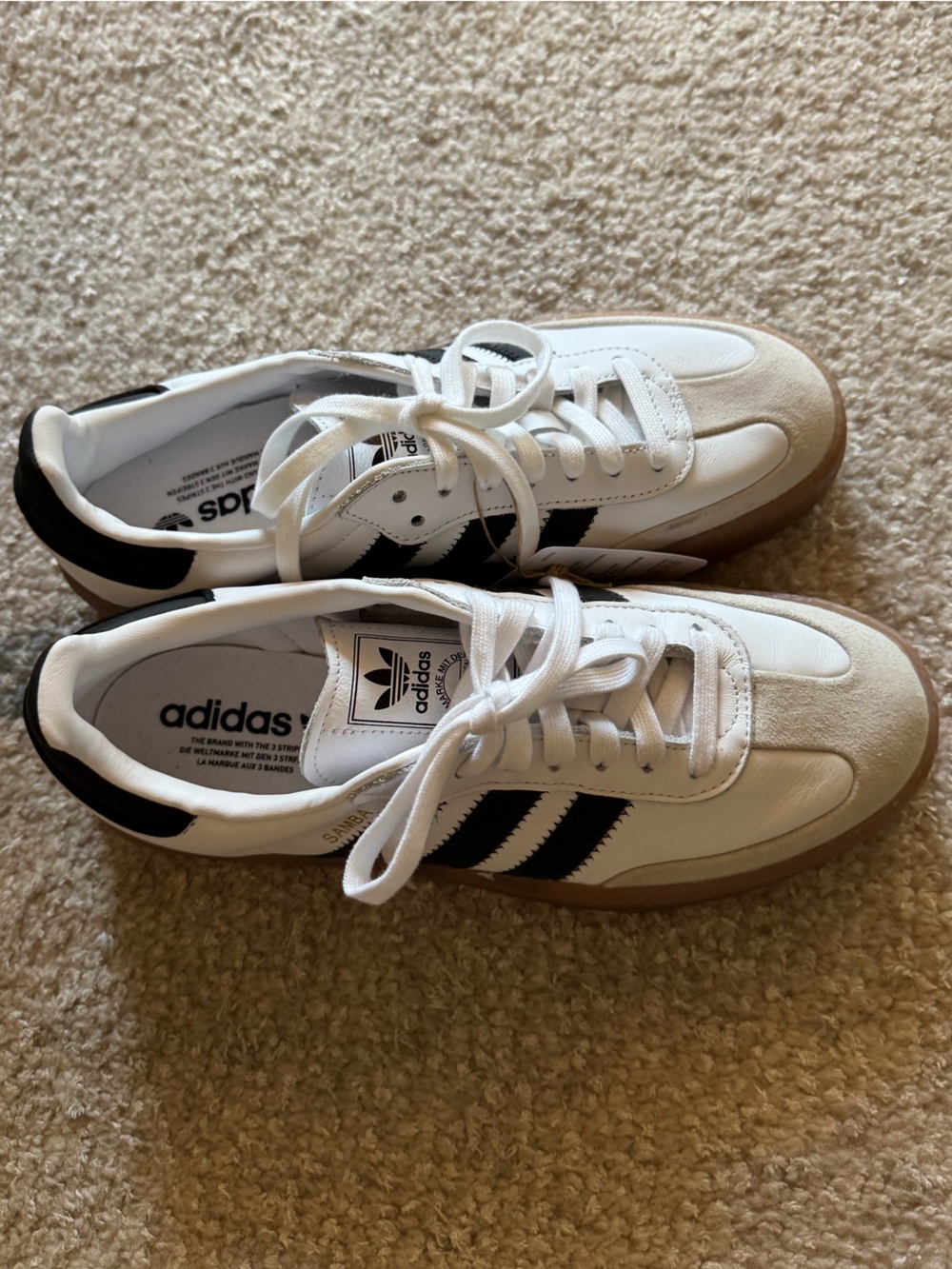 NEW adidas Samba Sneaker in White Core Black Gold Met - Picture 10 of 13
